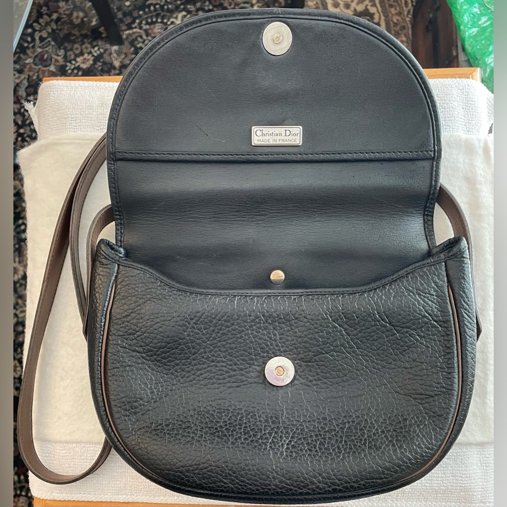 Dior Authentic Vintage Black Leather Crossbody Bag w/ Silver Hardware - Picture 10 of 14